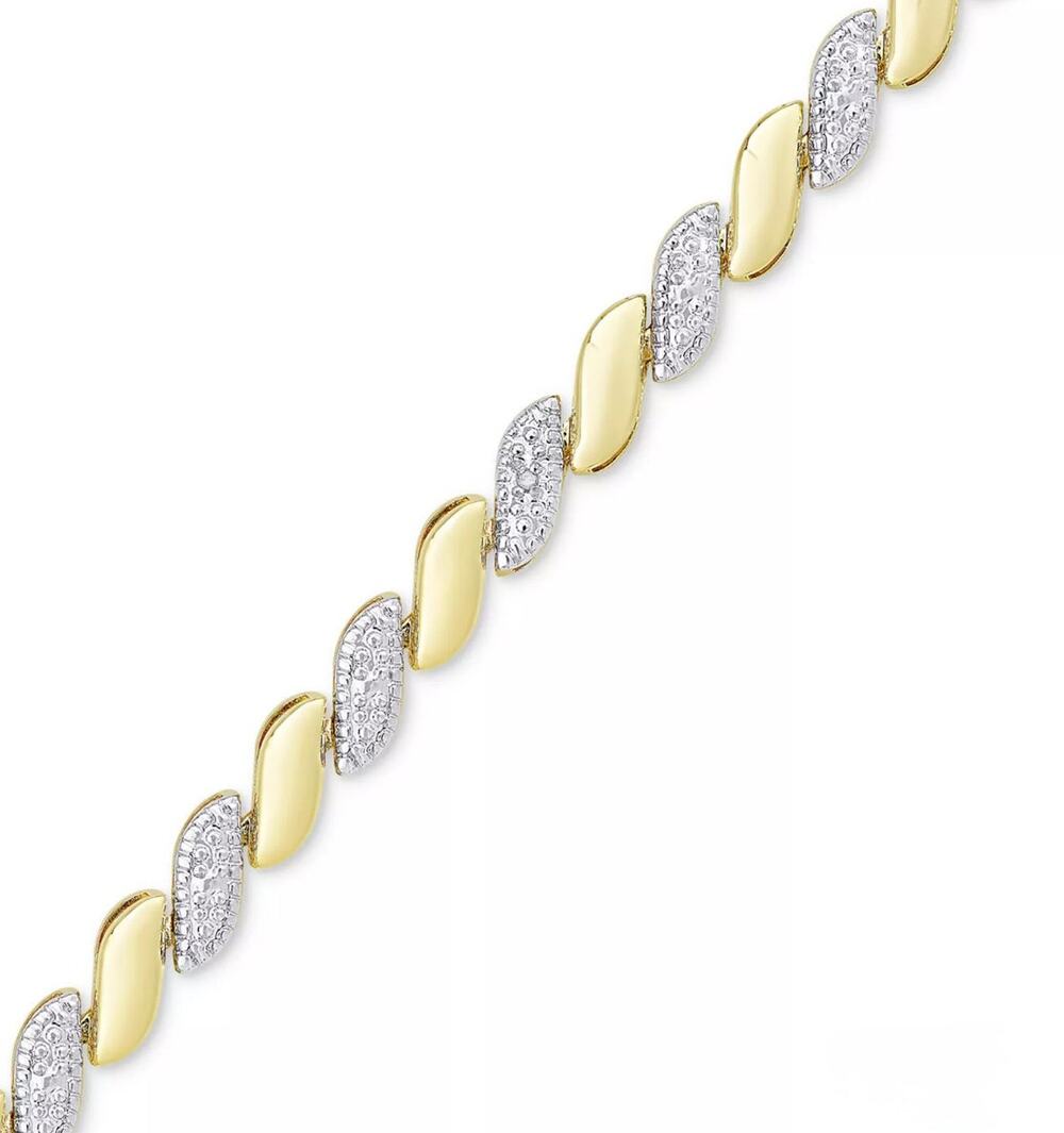 Macys Diamond Accent San Marco Link Bracelet in 18k Gold-Plate & Silver-Plate
